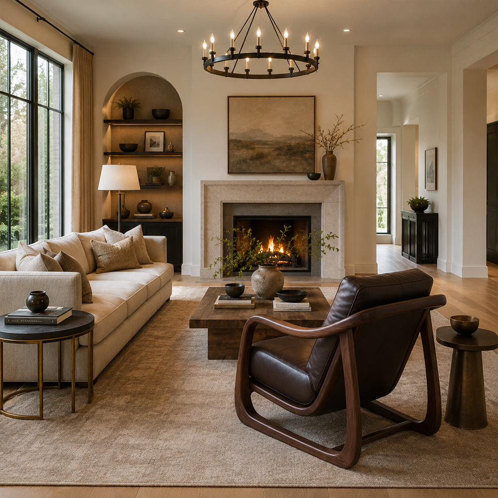 Organic Modern Walnut & Leather Accent Chair